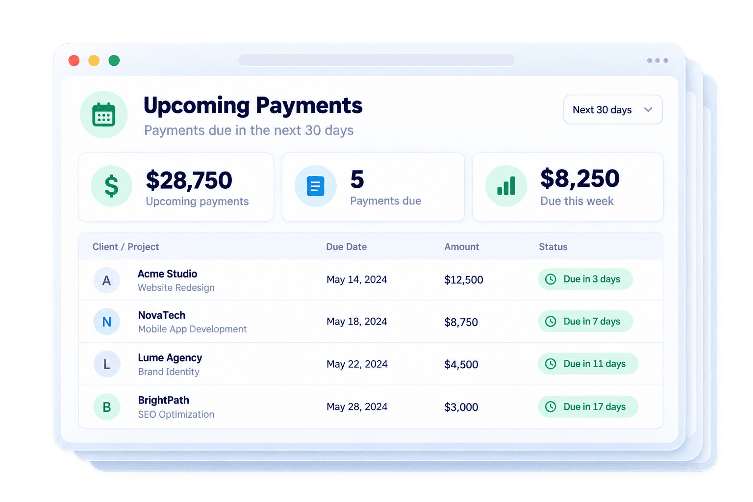 Upcoming Payments